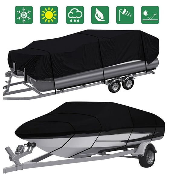 11-22FT Boat Cover Marine Grade Waterproof Heavy Duty V-Hull Boat Cover Sun-Proof Fade-Resistant