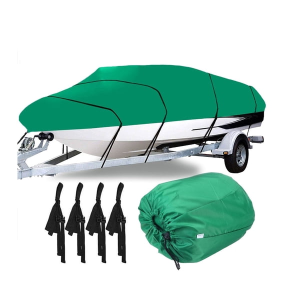 11-22Ft Green Boat Cover Winter Snow Cover 210D Waterproof Sun Shade Cover Marine Accessories V-Hull Boat Cover