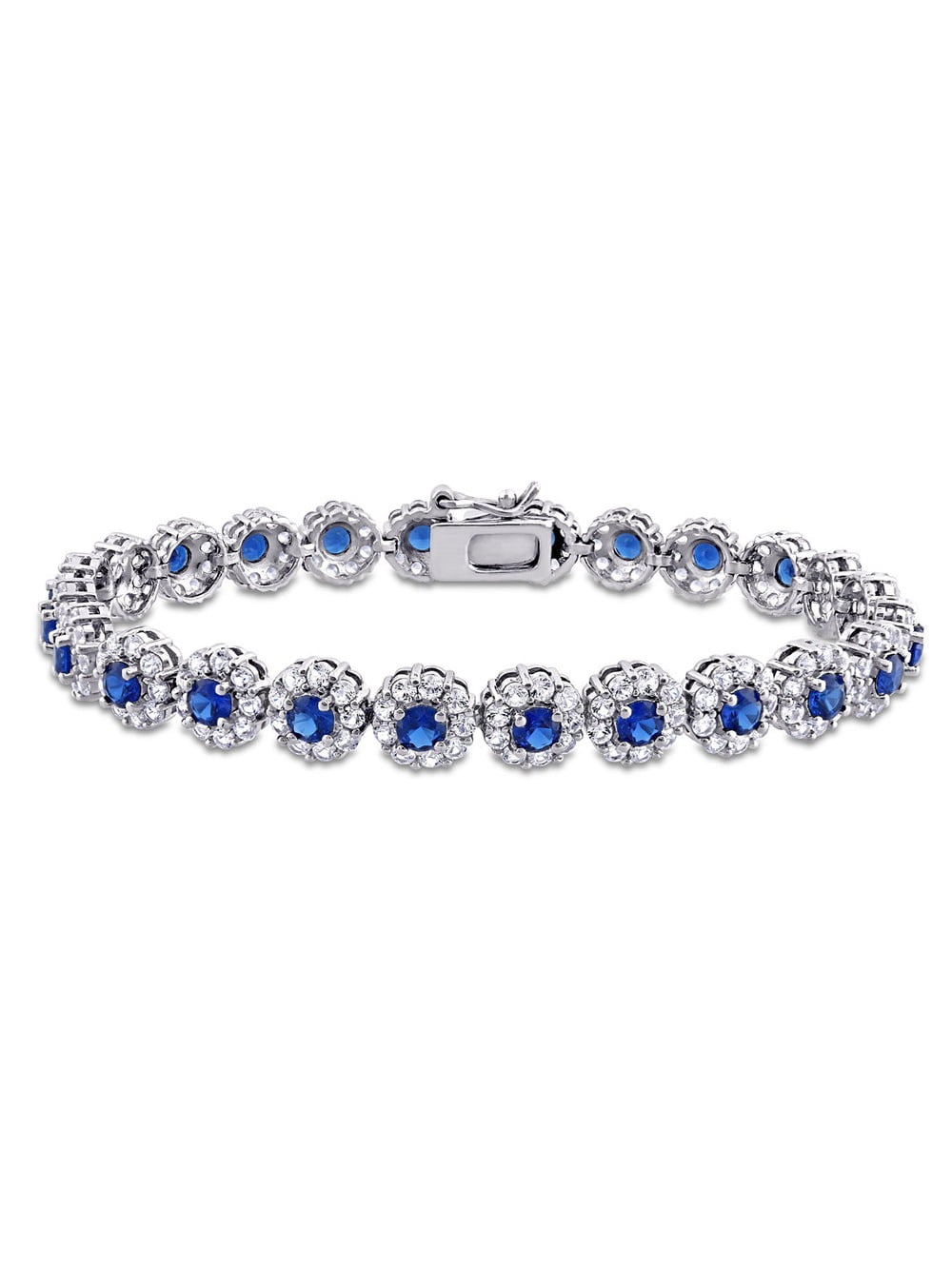 2.45 Ct Round Blue Created Sapphire 925 Sterling Silver Tennis Bracelet -  Walmart.com