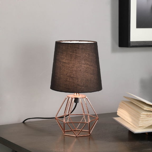 11.25" Copper Metal Table Lamp "Wesley Geometric", Copper --Y