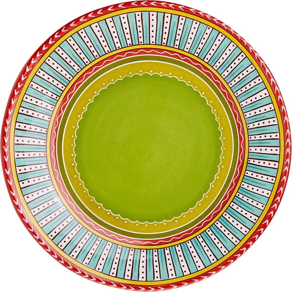 11.25 Inch Ceramic Plates Set of 4 + Colorful Boho Glazed Style - Hot Deal Tableware - Practical Serving Plates for Dinner, Lunch & Entertaining - Designed for Home Dining & Families