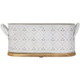 thumbnail image 1 of Northlight 11.25" White Oval Embossed Utensil Caddy with Side Handles and Wooden Base, 1 of 7
