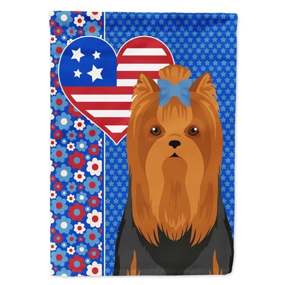 11.25 x 15.5 in. Black & Tan Full Coat Yorkshire Terrier USA American Garden Flag