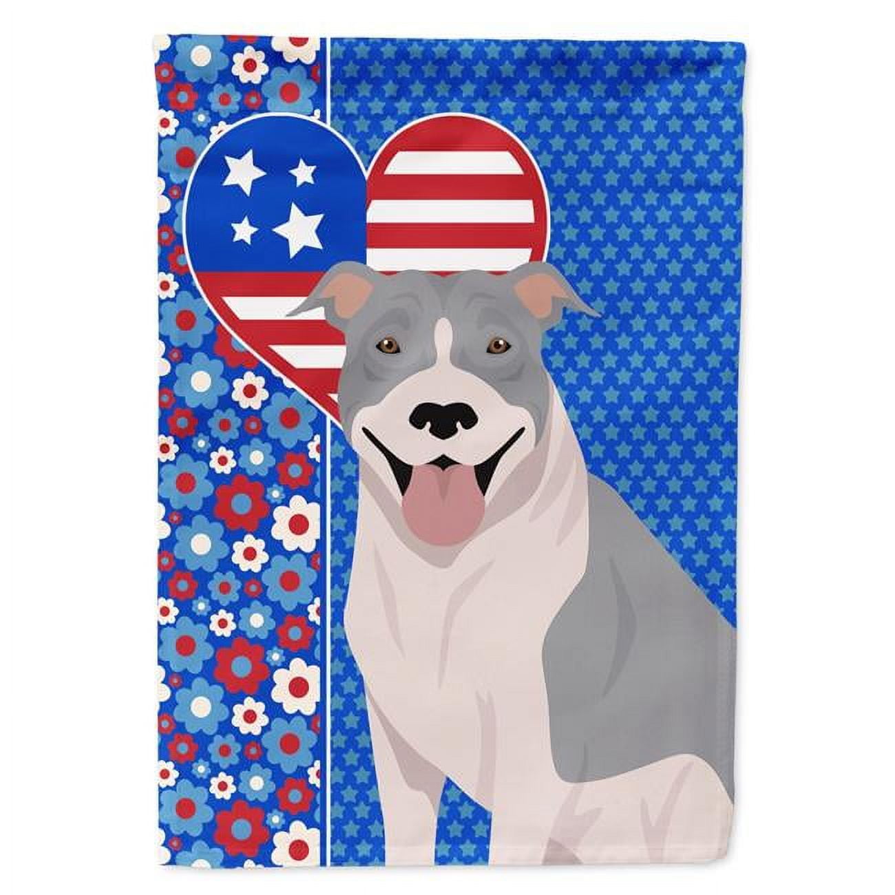 11.25 x 15.5 in. Blue & White Pit Bull Terrier USA American Garden Flag