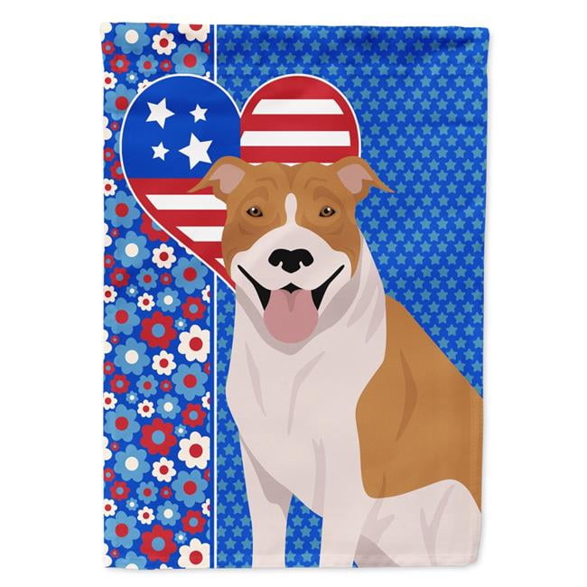 11.25 x 15.5 in. Red & White Pit Bull Terrier USA American Garden Flag