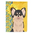 thumbnail image 1 of 11.25 x 15.5 in. Summer Sunflowers Longhaired Black & White Chihuahua Garden Flag, 1 of 1