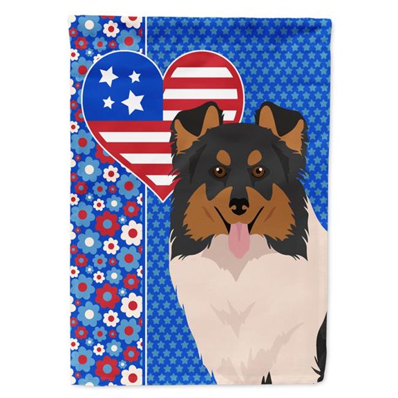 11.25 x 15.5 in. Tricolor Sheltie USA American Garden Flag