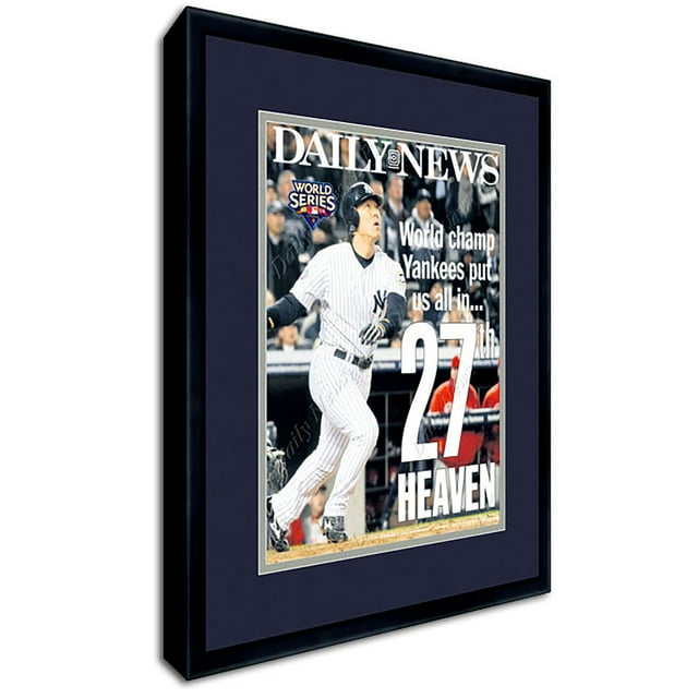 11.25x13.75 Newspaper Frame Navy Blue and Grey Double Mat Made to