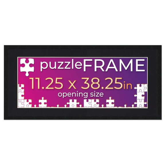 11.25x38.25 Jigsaw Puzzle Frame Kit - Kit Includes Puzzle Glue Sheets, Black Wood Puzzle Frame with