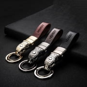 11*27 MM Black Panthera Blue LED Eye Cowhide Leather Strap Car keychain keyring