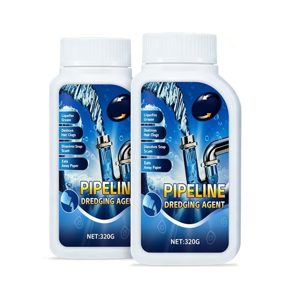 11.29 oz Pipe Dredge,Powerful Sink Cleaner Powder Fast Foaming for Kitchen Toilet Pipeline Quick Cleaning Tool (2 PCS)