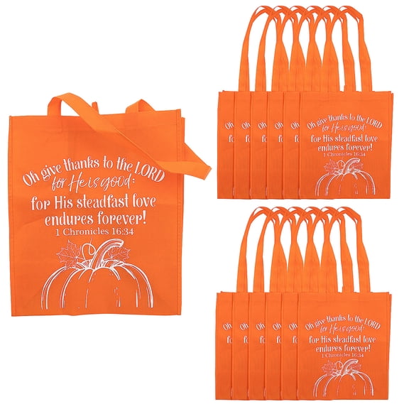 11 3/4" x 12 1/2" Large Nonwoven Religious Fall Harvest Tote Bags - 12 Pieces