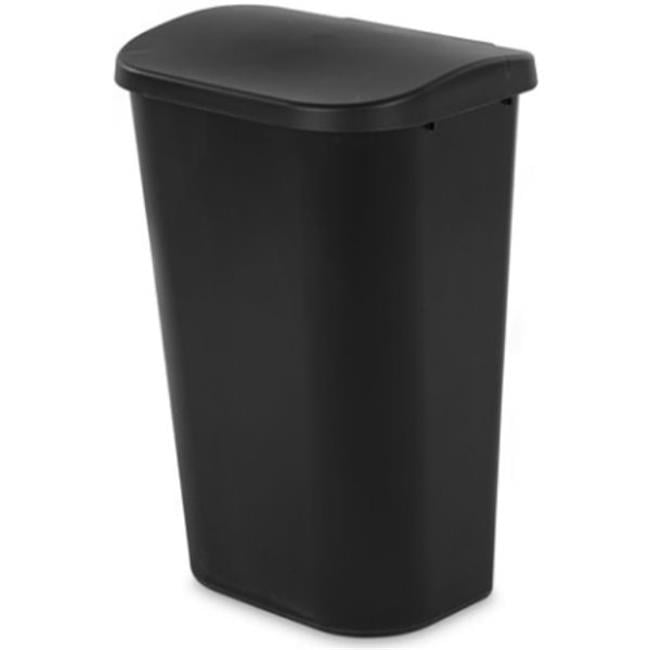 11.3 gal Lift Top Wastebasket, Black Pack of 6