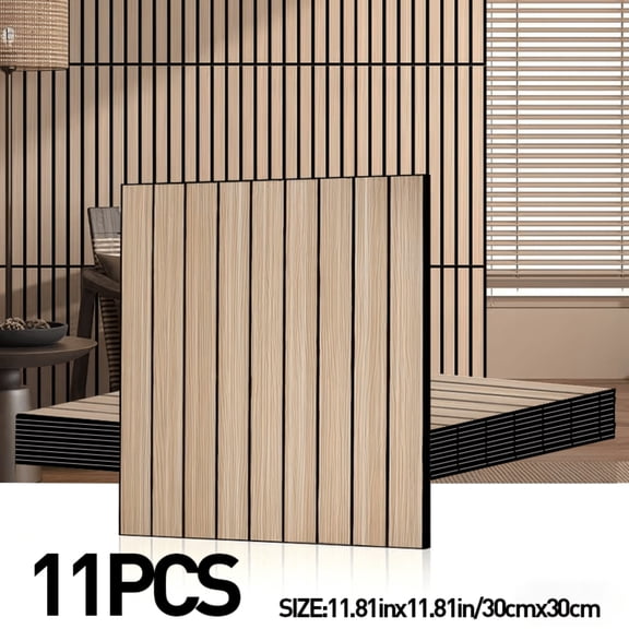 11/31 PCS Peel and Stick 3D Embossed Striped Vinyl Wall Panels Luxury Self-Adhesive Removable Waterproof Washable Impact Resistant for Living Room Bedroom Accent Wall 15.75"x15.75" 3.5MM Thick