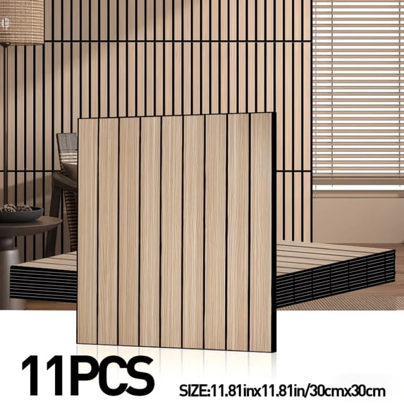 11/31 PCS Peel and Stick 3D Embossed Striped Vinyl Wall Panels Luxury Self-Adhesive Removable Waterproof Washable Impact Resistant for Living Room Bedroom Accent Wall 15.75"x15.75" 3.5MM Thick