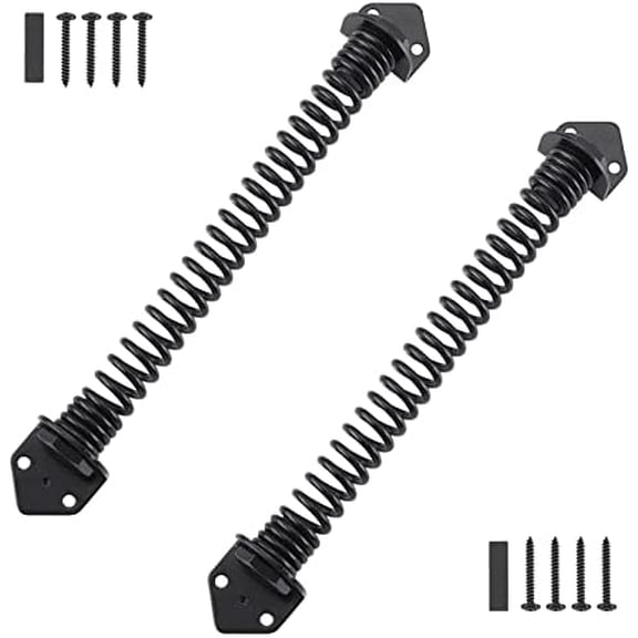 11" Gate Spring Self Closing Outdoor, Heavy Duty Gate Springs Black,Automatic Gate Closer for Wooden and Vinyl Fence, Adjustable Tension Door Springs to Close Door(Steel,2 Pack)
