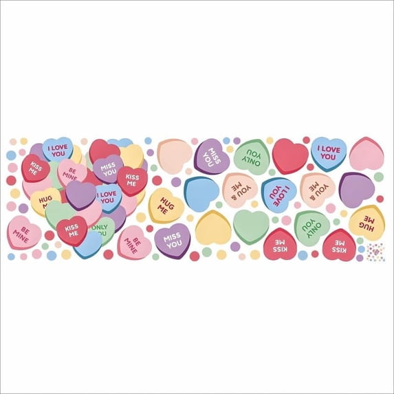 11*35in Peel and Stick Wall Decal - Large Removable Heart Vinyl Sticker, Colorful Romantic Wall Decor for Bedroom, Living Room, Apartment (30x90cm)-dh