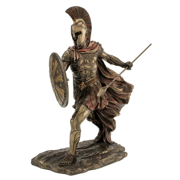 11.38 Inch Achilles with Spear and Shield Cold Cast Bronze Figurine