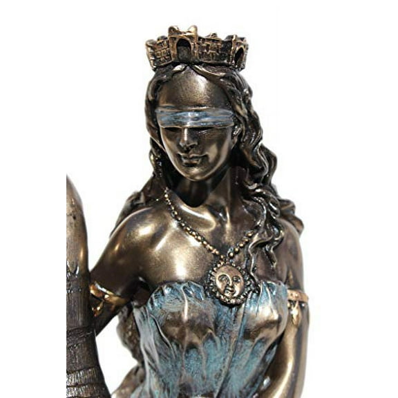11.38 Inch Blinded Greek Goddess Fortuna Cold Cast Bronze Figurine