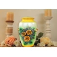 thumbnail image 1 of 11" 3D Carved Decorative Flowers Aluminum Metal Cremation Urns for Human Ashes | Hand-Crafted Large Urn for Adult Cremation (Yellow Roses), 1 of 7
