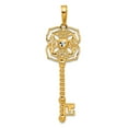 thumbnail image 1 of 11.3mm 14k and White Rhodium Sparkle-Cut Floral Key Pendant Necklace Pendant for Women - 1.5 Grams, 1 of 2