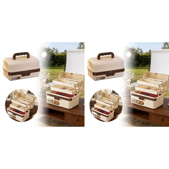 11.4*7.3*6 Inch 3-Layer Tackle Box Organizer Storage, Portable Folding Sewing Box with Handle and Adjustable Dividers, Multipurpose Craft Case for Art Supplies Medicine Tools Sewing Beads Home