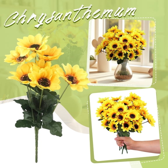 11.4" Artificial Sunflower Flowers Long Stem Large Silk Sunflowers Bridal Wedding Bouquet Yellow Flower Arrangements for Outdoor
