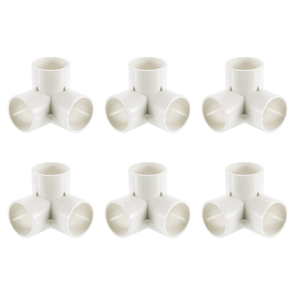 11/4" Fittings, 6Pcs 3 Way Elbow Connector Elbow Corner Fitting, White