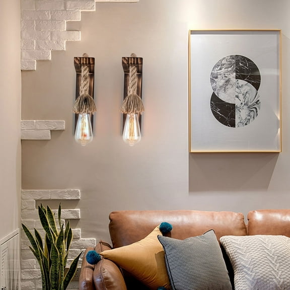 11.4in Height Wall Lamp Wood Sconce Lighting Fixture Farmhouse with Wood Shelf Bracket Porch Lights Indoor for Bedroom, Living Room, Porch