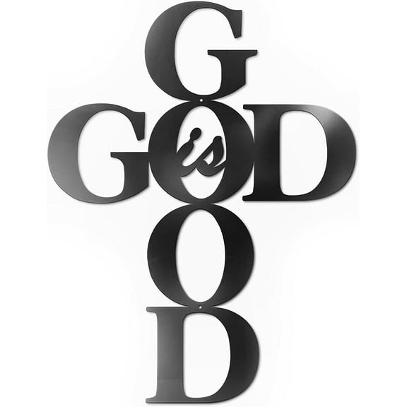 11.515 Inches Black Metal Cross God Is Good Sign Wall Decor Religious Kitchen Decor Home Decor