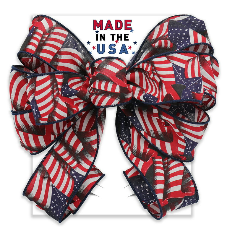 Ribbon, Seasonal Holiday Event and Theme Ribbon - Not Wired, Patriotic Red  White Blue