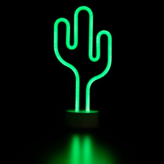 Northlight LED Cactus Neon Table Light - 11.5" - Green