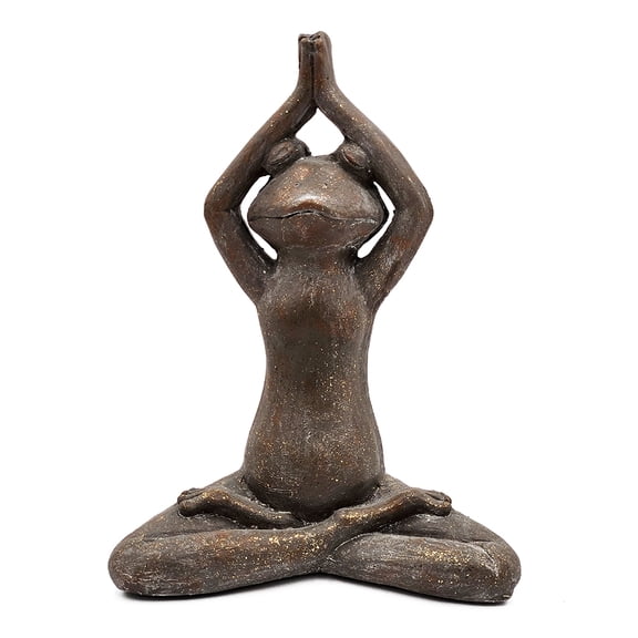 11.5" Brown Namaste Yoga Frog Figurine with Gold Accents