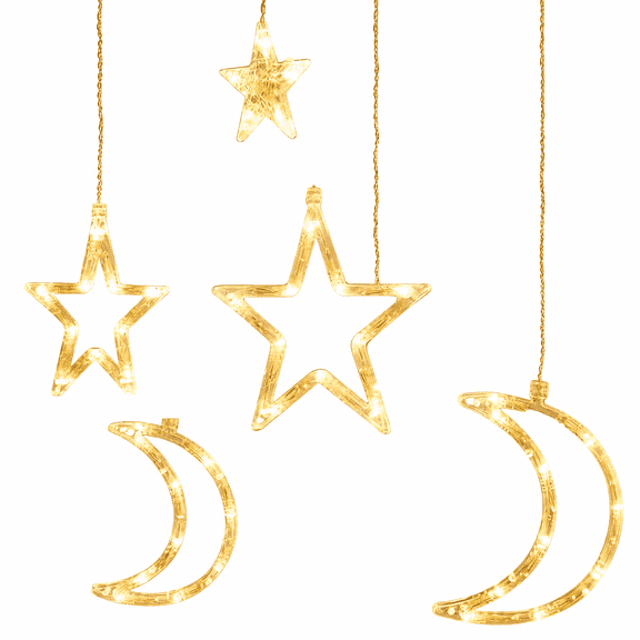 11.5 Feet Decorative Starry Sky String Screen Light, Moon And Star Led Night Light Suitable For Home Decoration Parties, Usb Power Supply, Warm Color