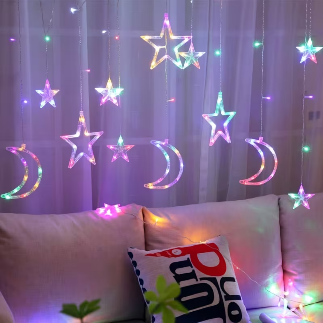 11.5 Foot Decorative Starry Sky String Screen Light, Moon And Star Led Night Light Suitable For Home Decoration Parties, Usb Power Supply, Multi Colored