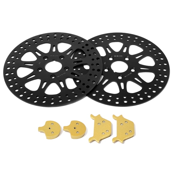 11.5" Front Rear Brake Rotors Pads for Harley Softail FLST Sportster Dyna Low Rider FXDL Wide Glide FXDWG FXRS FXRT FXRD FXLR FXSTS Hugger Deluxe XLH 883 1200 1987-1999 88 89 90 91 92 93 94 95 96 97