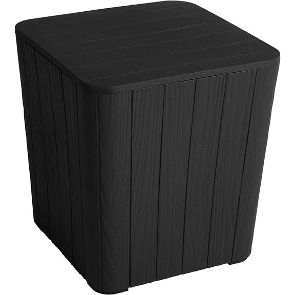 11.5 Gallon Outdoor Side Table with Storage Small End Table for Coffee, Patio Decor,Cushions(Black)