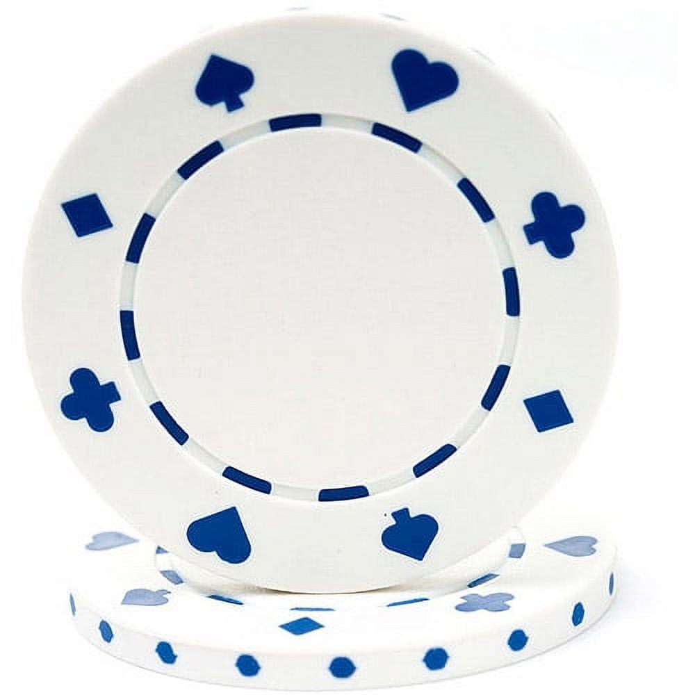 Trademark Games 100-Piece Set of 11.5g Poker Chips with Suited Design, White