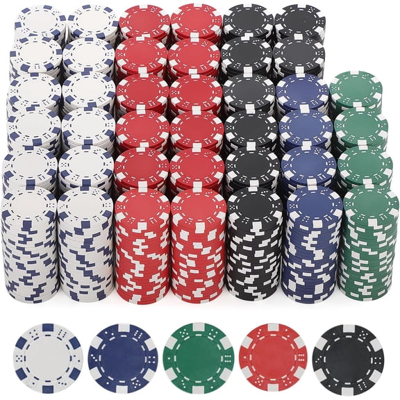 11.5 Gram Poker Chips 1000 Pcs Set 39mm Diameter 5 Colors