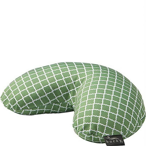11.5" Green and White Crescent-Shaped Bucky Minnie Garden Lattice Travel Pillow