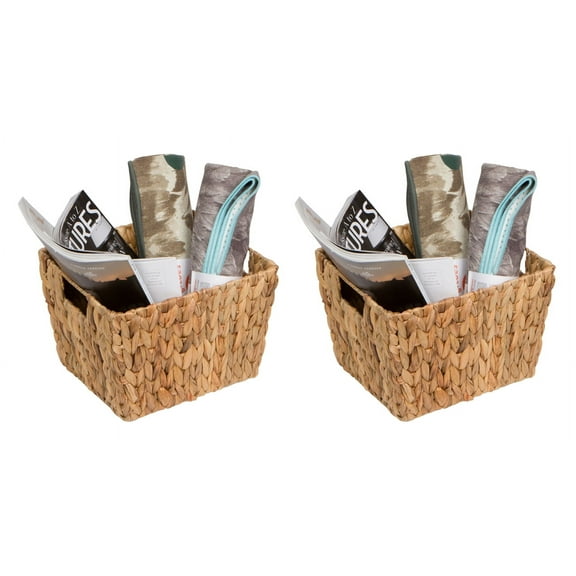 11.5" Hyacinth Storage Basket with Handles, Rectangular, by Trademark Innovations (Set of 2)
