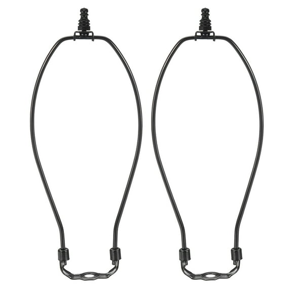 11.5 Inch Lamp Harp Kit with 1" Tall Iron Finial, 2 Set Heavy Duty Bracket with Standard Saddle & Finial Detachable Shade Holder for Table Floor Lamps, Black