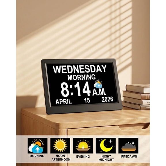 11.5 Inch Large Clock with Remote, 27 Alarms, Talking , 20 Custom Reminders, Auto DST, 10- Auto Dimmer, Day Date Calendar Clock for Seniors, Dementia, Alzheimers'