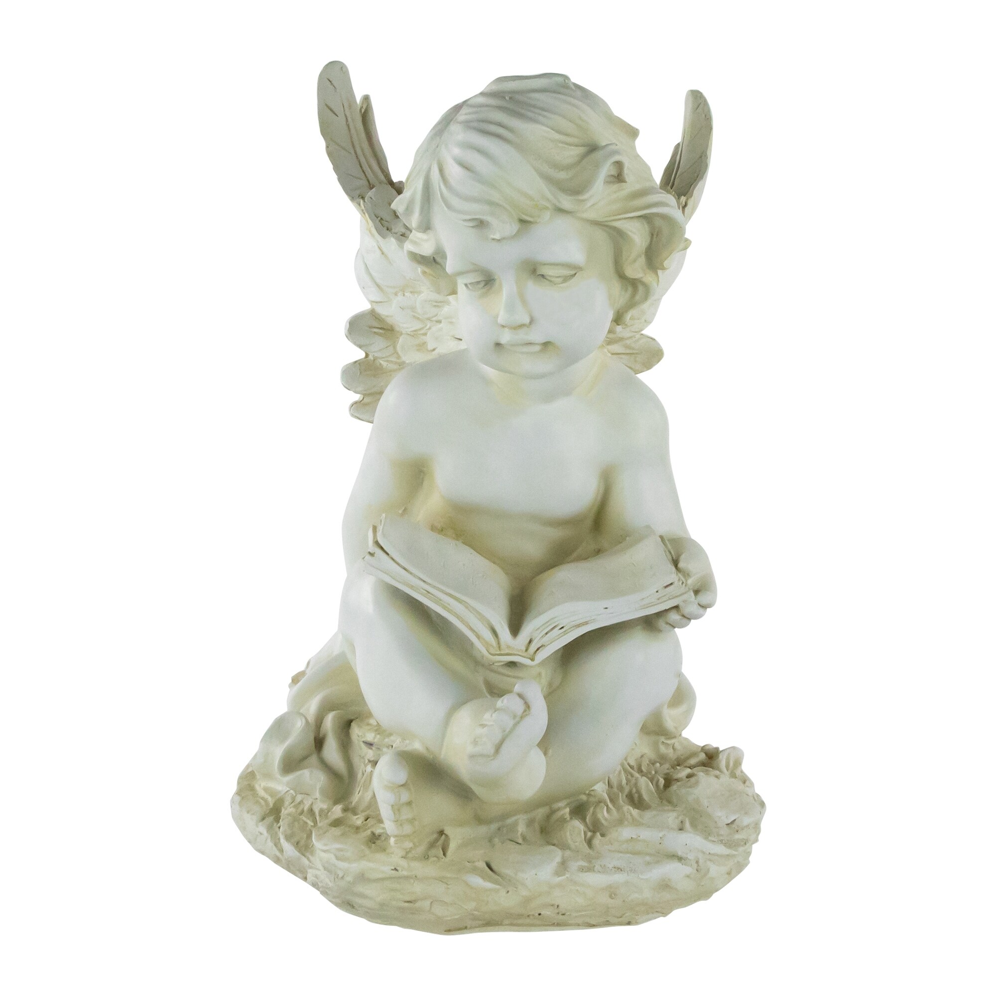 11.5" Ivory Sitting Cherub Angel with Book Outdoor Patio Garden Statue - image 1 of 4