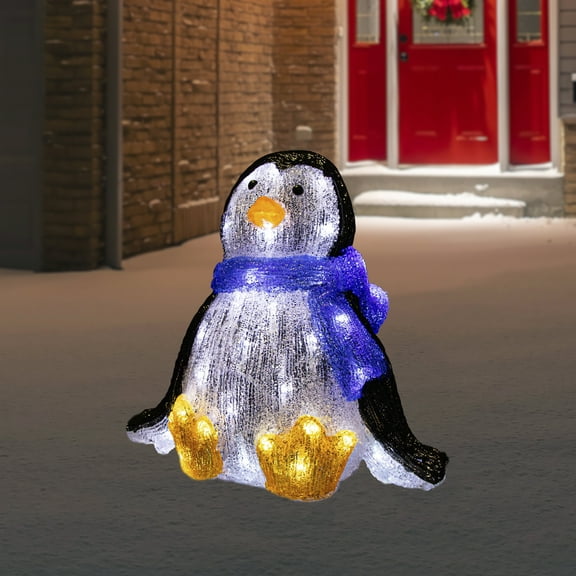 11.5" Lighted Commercial Grade Acrylic Sitting Baby Penguin Christmas Display Decoration