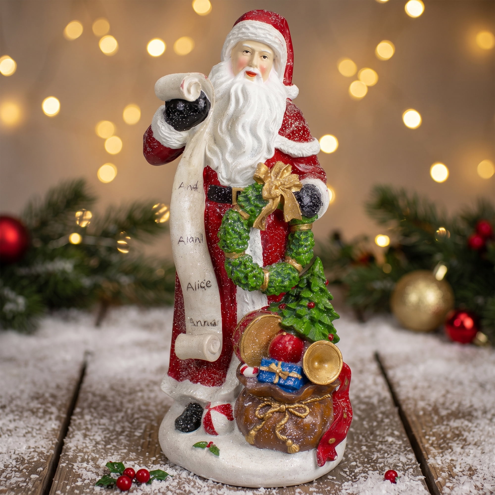 Northlight Santa Claus with Gift Sack and a Nice and Naughty List Christmas Figurine - 11.5"