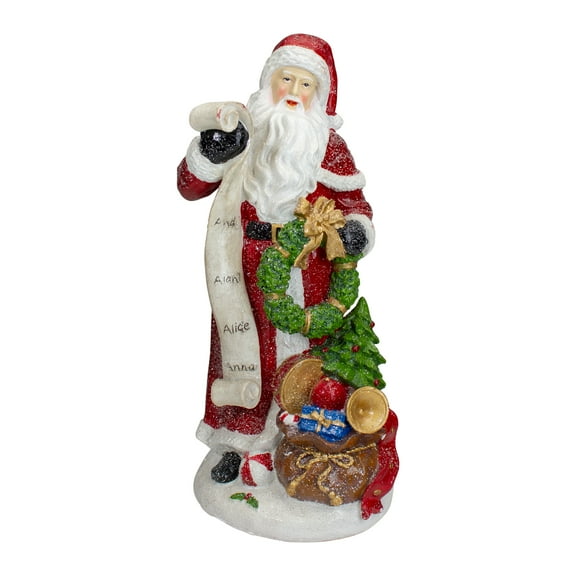 Northlight Santa Claus with Gift Sack and a Nice and Naughty List Christmas Figurine - 11.5"