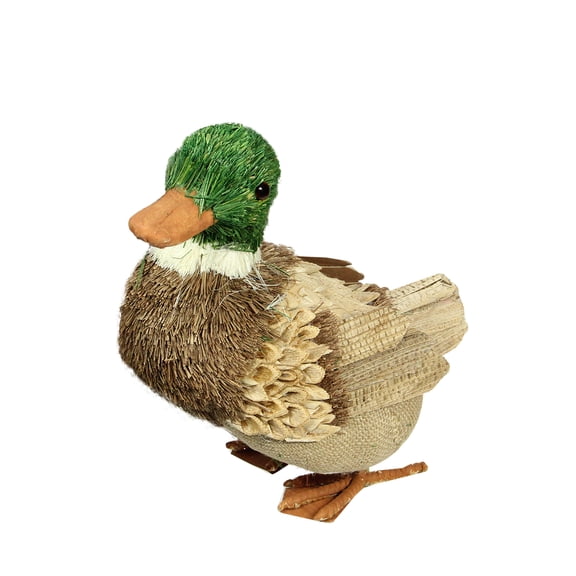 11.5" Tan Brown and Green Decorative Standing Duck Spring Table Top Figure