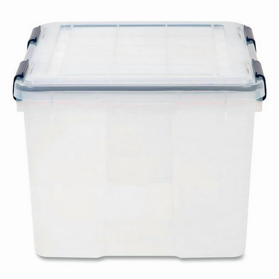 11.5 gal Weathertight Latching Flat Lid Storage Box, Clear