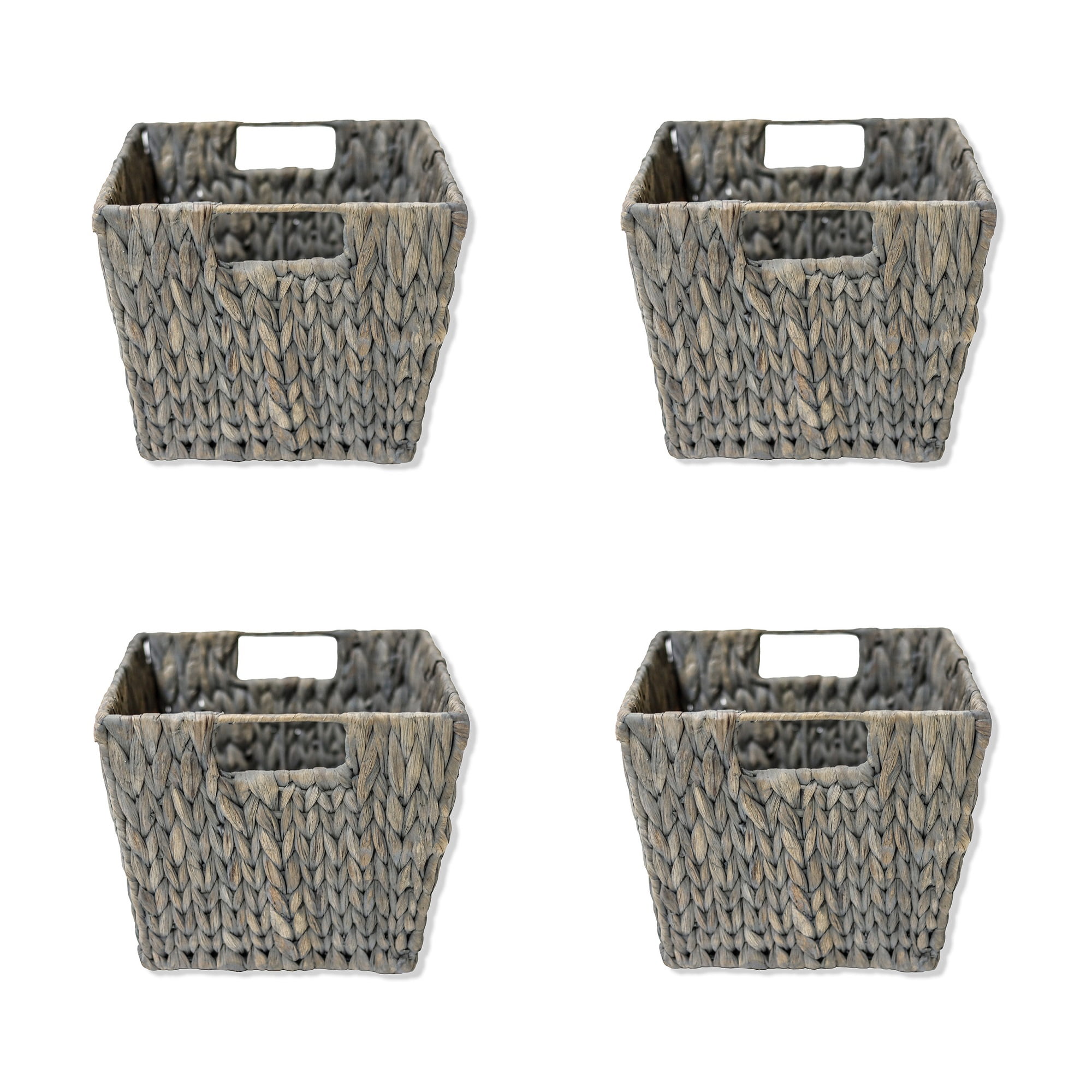 Gray Hyacinth Rectangular Storage Baskets with Handles, Set of 4